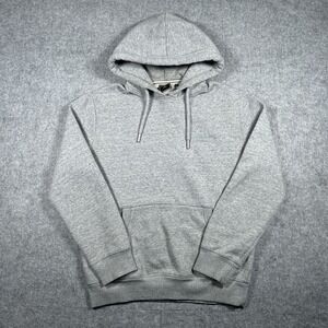 Super Dry Hoodie Mens Size Large Grey Solid Spell‎ Out Logo Sweatshirt Pullover